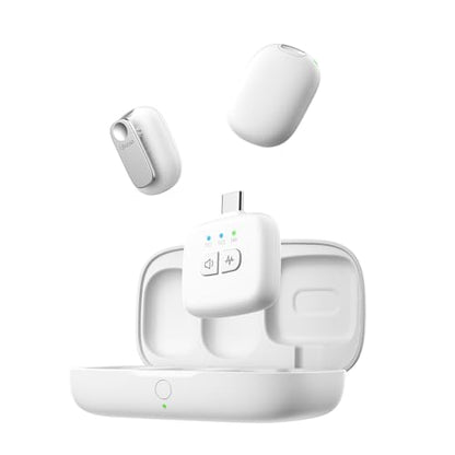 ULANZI A30 Tiny Mic Magnetic (White), Wireless Lavalier Microphone Mini Size, Noise Cancellation, 164 ft Range, 20H Battery Life, Lapel Microphone for Video Recording, DSLR, iPhones, Android, PC