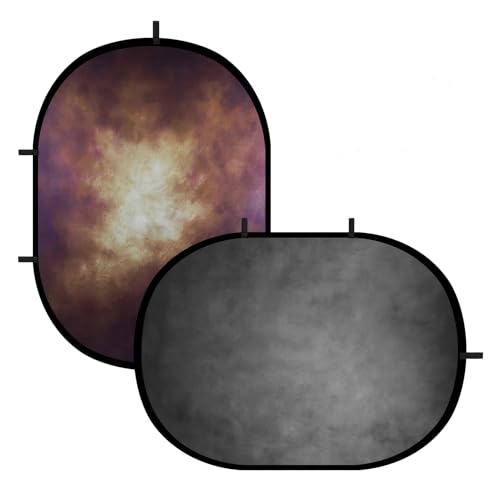 Selens Collapsible Backdrop 2 in 1 Brown&Gray Pop Up Photo Backdrops for Headshot Session, Video,Live Stream,55.12 * 78.75inches - color: brown/grey