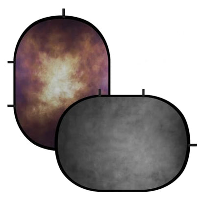 Selens Collapsible Backdrop 2 in 1 Brown&Gray Pop Up Photo Backdrops for Headshot Session, Video,Live Stream,55.12 * 78.75inches - color: brown/grey