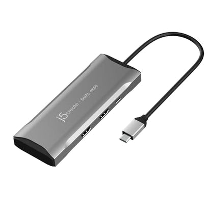 j5create USB-C Hub 4K@60Hz Dual HDMI with 100W PD Fast Charge- Supports MST Dual 4K HDMI Display for Windows Laptop, SuperSpeed 5GB USB-A x 2, USB-C x 1, HDMI (JCD396)
