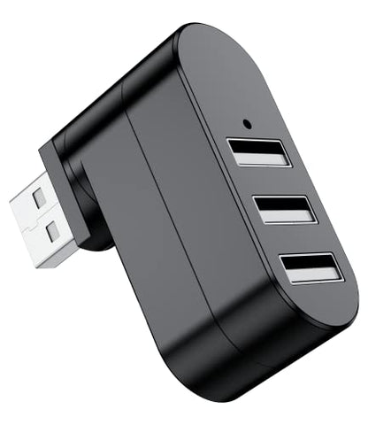 USB Port Splitter, BERLAT 3 Port USB 2.0 Expander Splitter [90°/180° Degree Rotatable] for Laptop, Xbox, Wii, PS3, PC, MAC, Mac Book, Tablet, Tab, Console, Printer, Camera - Black