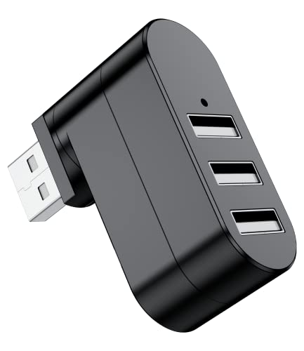 USB Port Splitter, BERLAT 3 Port USB 2.0 Expander Splitter [90°/180° Degree Rotatable] for Laptop, Xbox, Wii, PS3, PC, MAC, Mac Book, Tablet, Tab, Console, Printer, Camera - Black