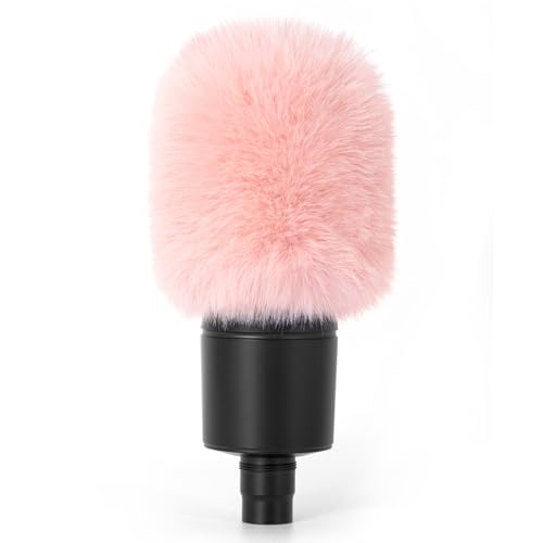 Pop Filter/Windscreen for Audio-Technica AT-2020 AT-2035 AT-2040 AT-2050 ATR2500 ATR2500X AT-4040 Microphones, Furry Mic Cover for Wind and Ambient Noise Reduction (Furry-Pink) - color: Furry-Pink