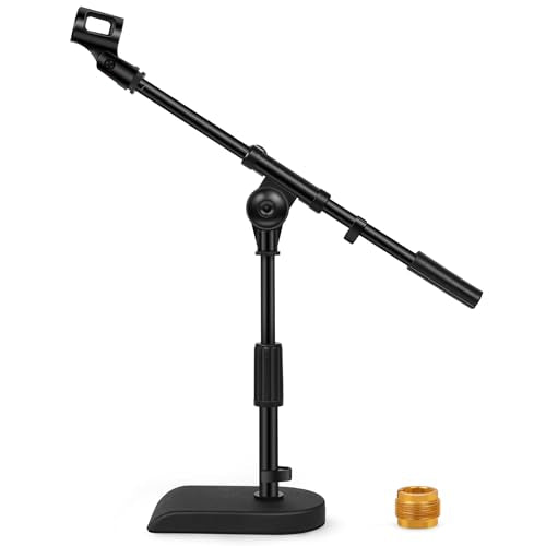 InnoGear Adjustable Desk Microphone Stand, Weighted Base with Soft Grip Twist Clutch, Boom Arm, 3/8/'' and 5/8/'' Threaded Mounts for Blue Yeti and Blue Snowball, Kick Drums, Guitar Amps, Black - size: Medium