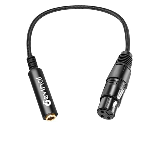 XLR Female to 1/4" Female Cable, 3 Pin XLR to 6.35mm Socket Audio Cord, Jack to TS/TRS Quarter inch Adapter Connector Converter 1 feet (30 cm) Black - color: 4. Black/ 1FT