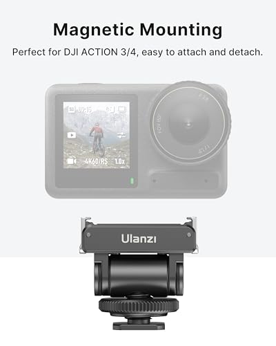 ULANZI CA22 Magnetic Cold Shoe Adapter Mount with 180° Tilt Quick Release | Action Camera Mount Compatible with DJI OSMO Pocket 3/Pocket 4/Pocket 4 Pro/Luna/Action 6 5 4 3 2 Pro/Insta 360 X5 GO Ace Pro