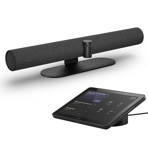 Jabra PanaCast 50 Video Bar System - All-in-one Meeting Room Solution, Audio bar, 180° Full-Room Webcam, Intelligent AI-Enabled Features, and PanaCast Control Touchscreen - MS Teams Certified - Black - style: Teams Certified