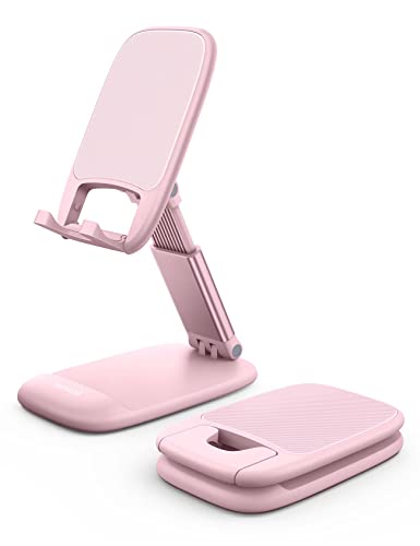 Lamicall Pink Phone Holder, Desk Accessories - Rose Gold Pink Office Cell Phone Holder, Desktop, Office Desks Accessories, Desk Decor Gifts for Women, for Mothers Day, 4-8'' Telephone Stand - color: Pink