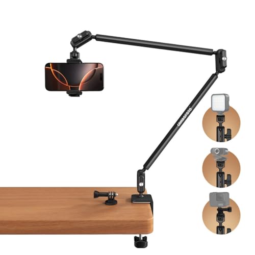 33" Magic Arm w Super Clamp, Overhead Camera Mount, Articulating Extended Friction Boom Arm w 1/4" Thread Adapter, for Mic, Light, Phone, Webcams, Action Camera