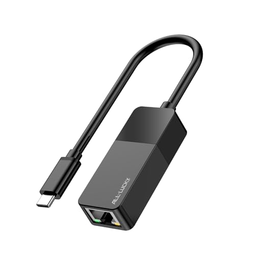 ALL-LUCKY USB C to Ethernet Adapter, 1000Mbps Gigabit RJ45 LAN Network Adapter, Compatible with iPhone 15/16/17, iPad USB-C, MacBook/Pro/Air, Laptop, Windows 11/10/8/7, Mac OS, Plug and Play - size: USB C to Ethernet Adapter