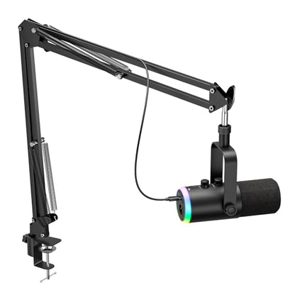 Dynamic Gaming Microphone | USB/XLR Dual Mode | RGB Boom Arm Mic Kit with One‑Touch Mute, Headphone Monitor, Gain Control | for Streaming, Podcast, PC, PS4/PS5, Recording