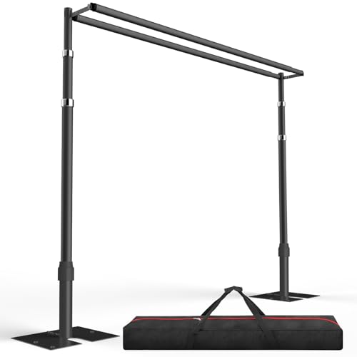 EMART Backdrop Stand Heavy Duty 8.9x10Ft, Double Crossbar Pipe and Drape Photo Background Support Kit, Adjustable Metal Frame with Flat Base for Wedding Birthday Party Decorations-Black - color: Black, size: 8.9x10FT