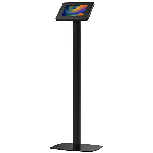 Thin Floor Stand - CTA Tall Standing 360 Degree Kiosk Display Tablet Holder - Charger Access & Lock for iPad mini A17 Pro & 1/2/3/4/5/6 - Samsung Tab A 8″ - color: Black, size: Small Size Tablets, style: Key Lock