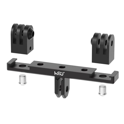 HSU Aluminum Dual Twin Mount, 1/4”-20 Cold Shoe Mount Adapter | for GoPro Hero 13/12/11/10/9/8/7/6/5/4 DJI Osmo Action AKASO Campark and Other Action Cameras - color: Ordinary