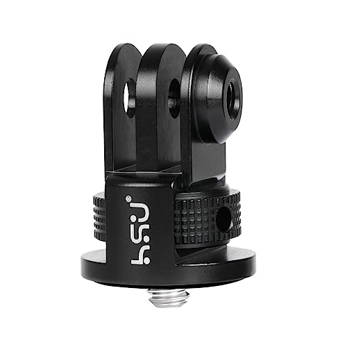 HSU Aluminum Tripod Mount Adapter, 1/4" 20 Mount for GoPro Hero 13/12/11/10/9/8/7 Insta360 X3/X2/X/RS/R and Other Cameras (Black) - color: 1 Pack