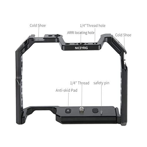 NICEYRIG Camera Cage for Canon 80D 90D 70D, with NATO Rail Cold Shoe and 1/4 3/8 Locating Hole - 371