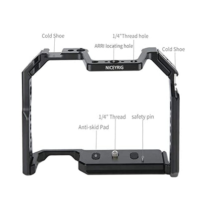 NICEYRIG Camera Cage for Canon 80D 90D 70D, with NATO Rail Cold Shoe and 1/4 3/8 Locating Hole - 371