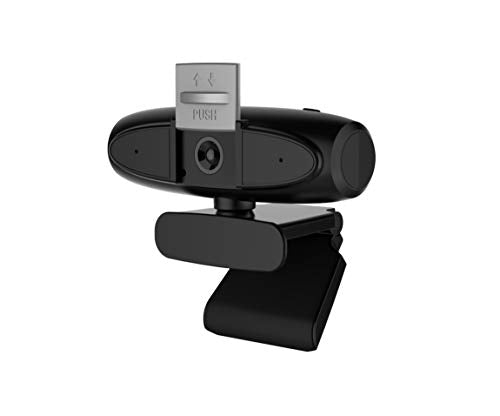 1080P HD Webcam with Adjustable Privacy Cover and Built-in Noise-Reduction Microphone - Sleek Black