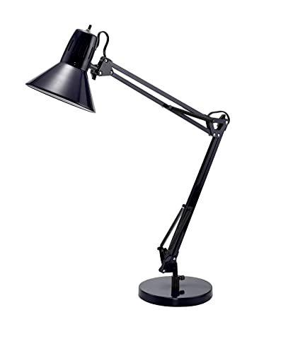 Bostitch Office VLF100D Swing Arm Desk Lamp, Metal, 36" Reach with Multi-Joint Adjustment, Includes Replaceable LED Bulb (VLF), Black - style: Base, Black
