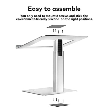 Laptop Stand for Desk, Ergonomic Aluminum Laptop Stand Adjustable Height from 7-15", Sitting and Standing Laptop Riser for 10-17" Notebook - color: Silver