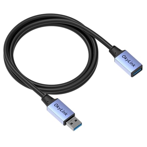 OkyLink USB 3.0/3.2 Gen 1 Extension CableA to A, Male to Female 5Gbps 5ft | 1.5m, with Aluminum Housing, Plug and Play,for Hard Drive, SSD, Printer, PC - color: USB3.0(5Gbps), size: 5ft (1.5m)