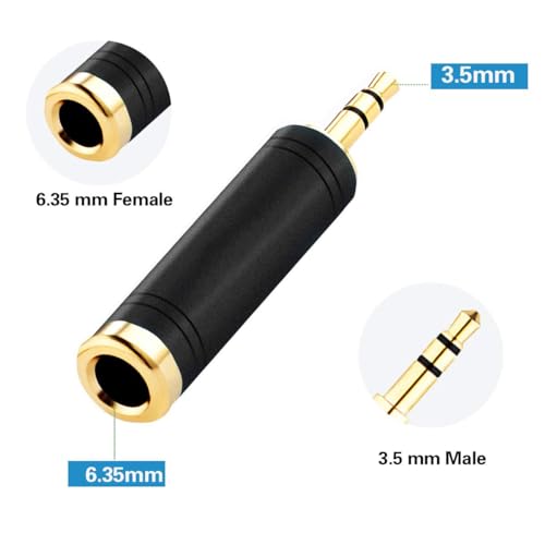 Tisino 1/4 to 3.5mm Stereo Adapter, 1/4 inch Female to 1/8 inch Male Mini Jack Aux Converter Headphone Adapter - Black, 1PCS - size: Adapter 1PCS