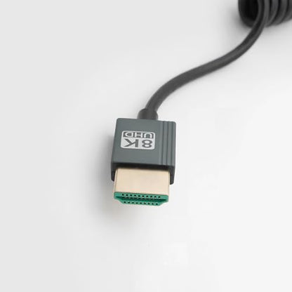 Coiled HDMI 2.0 Cable (A to A), 8K@60Hz 18Gbps High-Speed Supports 3D TPU Camera Cable Suitable for BMPCC 4K/6K, Panasonic S1H/GH5, Atomos Ninja V, Monitor, Gimbal, Video Transmitters