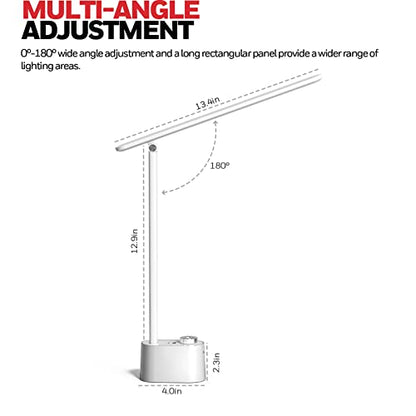 Honeywell Upgraded LED Desk Lamp - H01 Pro Sunturalux™ Foldable Desk Light with USB A+C Charging Port, 3 Color Modes Dimmable Table Lamp for Home Office Reading(White) - color: White