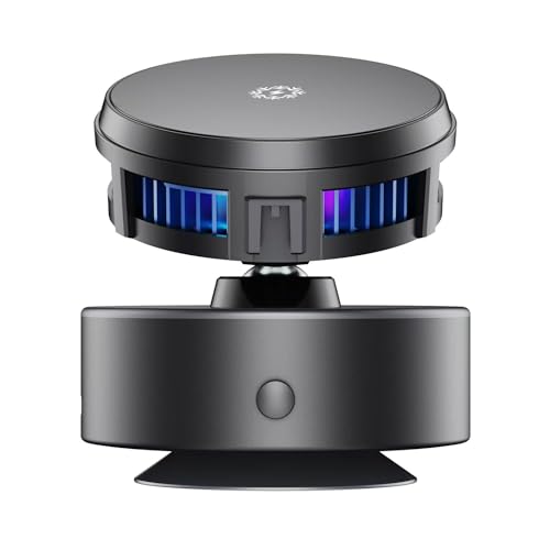 Magnetic Car Phone Holder with Cooling Fan and Wireless Charging, 360° Rotating Dashboard Windshield Vacuum Suction Cup Mount, Universal Phone Stand for iPhone 17/16/15/14/13, Samsung Galaxy S26/S25
