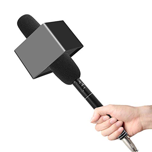 2 Pieces Portable Square Cube Shaped Interview Mic Microphone Flag Station Logo Superior ABS Material, Black and White (Pack of 2) - size: 7x7x5.2 cm (Pack of 2)