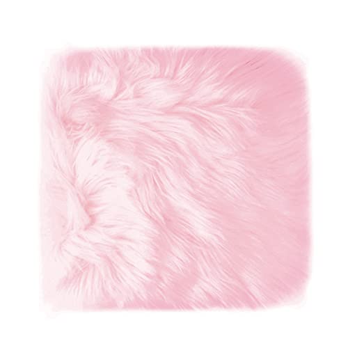 12 Inch Cushion Area Rug for Small Product Photo Background (Pink) | Small Square Faux Fur Sheepskin Fluffy Plush Photo Props for Tabletop Photography, Jewelry, Nail Art, Home Decor, etc. - color: Pink