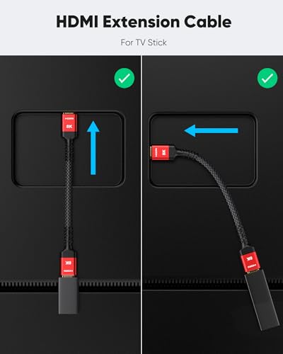 Highwings 8K 4K HDMI Extender Cable, Short HDMI Extension Cable 2.1 4K@30Hz/ 60Hz/ 120Hz, Ultra high Speed HDMI Adapter Male to Female Compatible with PS5 Roku Stick Blu Ray Player HDTV Laptop 1FT - color: Red, size: 1 feet, style: 8k 1pack