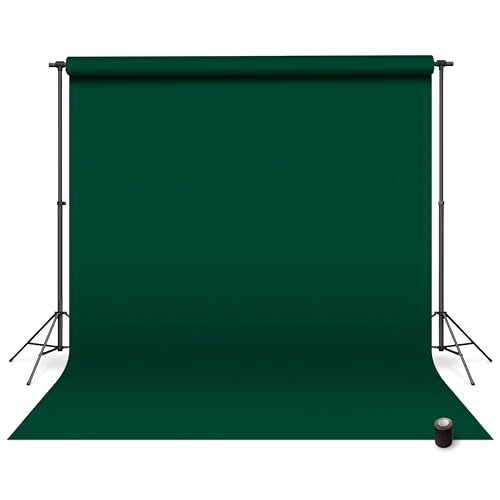 Denny Manufacturing - Seamless Paper Backdrop for Photography, Dark Green Seamless Paper Roll - Pine Green (86 in x 36 ft) Includes Free Roll Black Gaffer Tape (2 in x 13 ft) - color: Pine Green, size: 86 in x 36 ft
