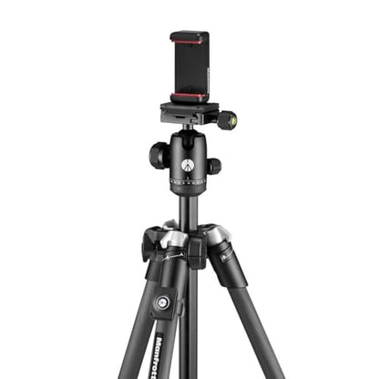 Manfrotto Element MII Mobile Bluetooth 4-Section Carbon Fiber Traveler Tripod, Black | 8kg Load, 160cm Max, Folds 43cm, 1.35kg, Arca Ball Head, Phone Clamp and Bt - style: 4 Sections Carb Mobile