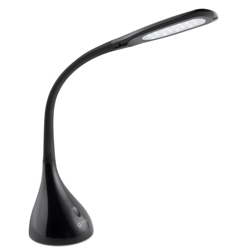 OttLite Creative Curves LED Desk Lamp, Black | Natural Daylight LEDs | 4 Brightness Settings | Adjustable Flexible Neck | 11.25 to 23.75 inches - color: Black