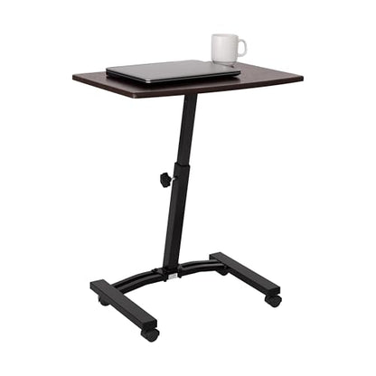 Seville Classics WEB162 Mobile Laptop Computer Desk Cart Height-Adjustable from 20.5" to 33", Slim, Walnut - color: Walnut, size: Flat (24") (NEW MODEL)