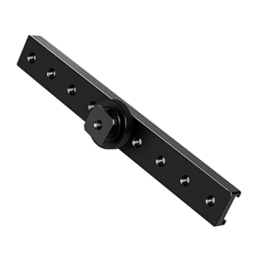 Dual Cold Shoe Extension Bar, Cold Shoe Splitter, 18cm Extension Rail Bracket Bar 1/4" Screw Cold Shoe Mount for Flash Speedlite Video Light Microphone