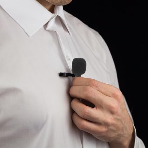Homoyoyo Professional Portable Metal Condenser Mic Clip on Lavalier Microphone with 3.5mm Plug for Phone Video Recording Compatible with Tablets, for Interviews and Vlogging