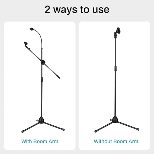 AODSK Deluxe Tripod Microphone Stand with Boom Arm & Twist Clutch Height Adjustment (Gooseneck version) - style: Gooseneck version