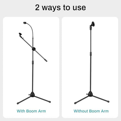 AODSK Deluxe Tripod Microphone Stand with Boom Arm & Twist Clutch Height Adjustment (Gooseneck version) - style: Gooseneck version