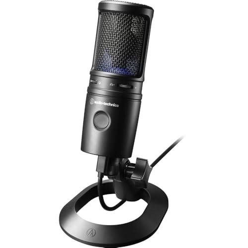 Audio-Technica AT2020USB-X Cardioid Condenser USB Microphone, Black + PodMaster Boom Broadcast/Podcast Boom Arm Mic Stand + Microfiber Cleaning Cloth + Goby Labs Microphone Cleaner