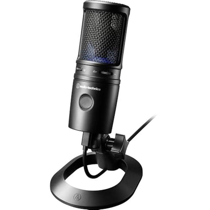 Audio-Technica AT2020USB-X Cardioid Condenser USB Microphone, Black + PodMaster Boom Broadcast/Podcast Boom Arm Mic Stand + Microfiber Cleaning Cloth + Goby Labs Microphone Cleaner