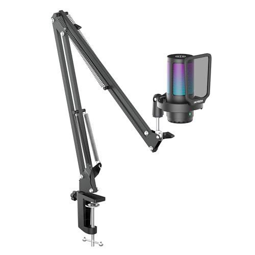 IXTECH Gaming Microphone for PC with Boom Arm, Podcast Condenser Mic with Pop Filter, Quick Mute Button, Gain Knob, Microphone Arm and Computer Mic with Gain Control for Streaming Podcasting Recording