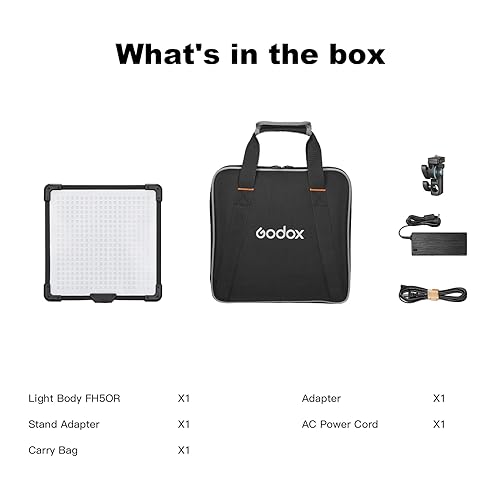 Godox FH50R Ultra-Thin Flexible LED Soft Light Panel, 2500~10000K CRI97+, APP Control, Handheld RGB Video light with AD-E2 Flash Holder Metal Bracket, Carry Bag for YouTube Studio Photography Shooting - color: FH50R(2500~10000K)