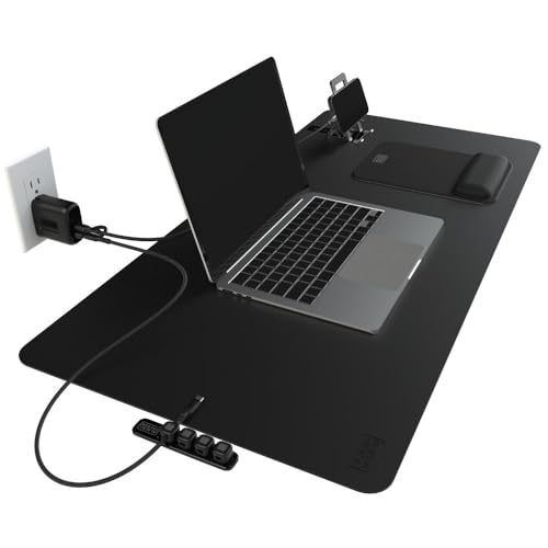 BLACK+DECKER Home Office Kit, 7 PCS Set, Desk Pad, 2-Port PD Charger, Ergonomic Mouse Pad, Phone Stand, Combo Cables, Cable Organizer, Workspace Accessories Perfect for Work-from-Home (Black) - color: Black
