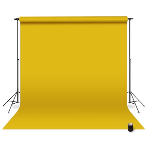 Denny Manufacturing - Seamless Paper Backdrop for Photography, Yellow Seamless Paper Roll - Lemon Yellow (86 in x 36 ft) Includes Free Roll Black Gaffer Tape (2 in x 13 ft) - color: Lemon Yellow, size: 86 in x 36 ft