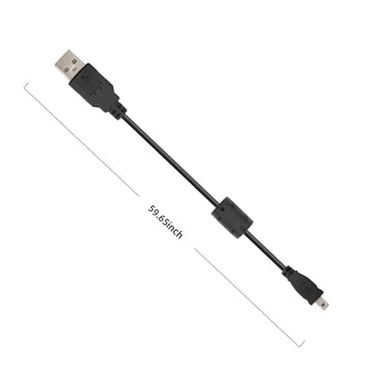 Replacement USB 2.0 to Mini USB 5-Pin Cable Suitable for Nikon, Canon, Sony, GoPro Hero 3/3+/4, Compatible with DSLR Cameras, External Devices, High-Speed Transfer & Charging, 59”