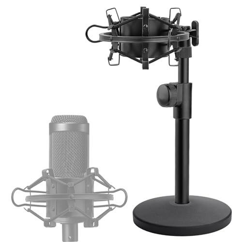 Desk AT2020 Stand, Adjustable Metal Table Mic Stand with Shock Mount for Audio Technica AT2020 AT2020USB+ AT2035 ATR2500x Condenser Studio Microphone by Frgyee - color: Mic Table Stand