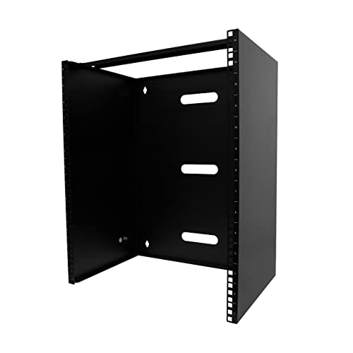 StarTech 14U 19in Wall-Mount Network Rack, 14in, 77lb (RACK-14U-14-BRACKET) | Low-profile shallow rack, M6 screws and cage nuts, Fits gear up to 12in deep, Rear cable slot, Steel - size: 14U