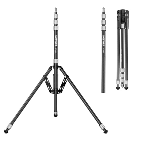 NEEWER Carbon Fiber Tripod Stand w Reversible Legs, 35"-102" Portable Lightweight Photography Light Stand for Strobe Softbox Ring Light Action Cam DSLR Streaming Recording, 6.6lb/3kg Max Load, ST260C - style: 260cm/1-Pack w/Reversible Legs
